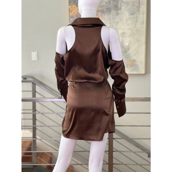 Ser.o.ya Shea Silk Dress in Chocolate - Picture 2 of 14